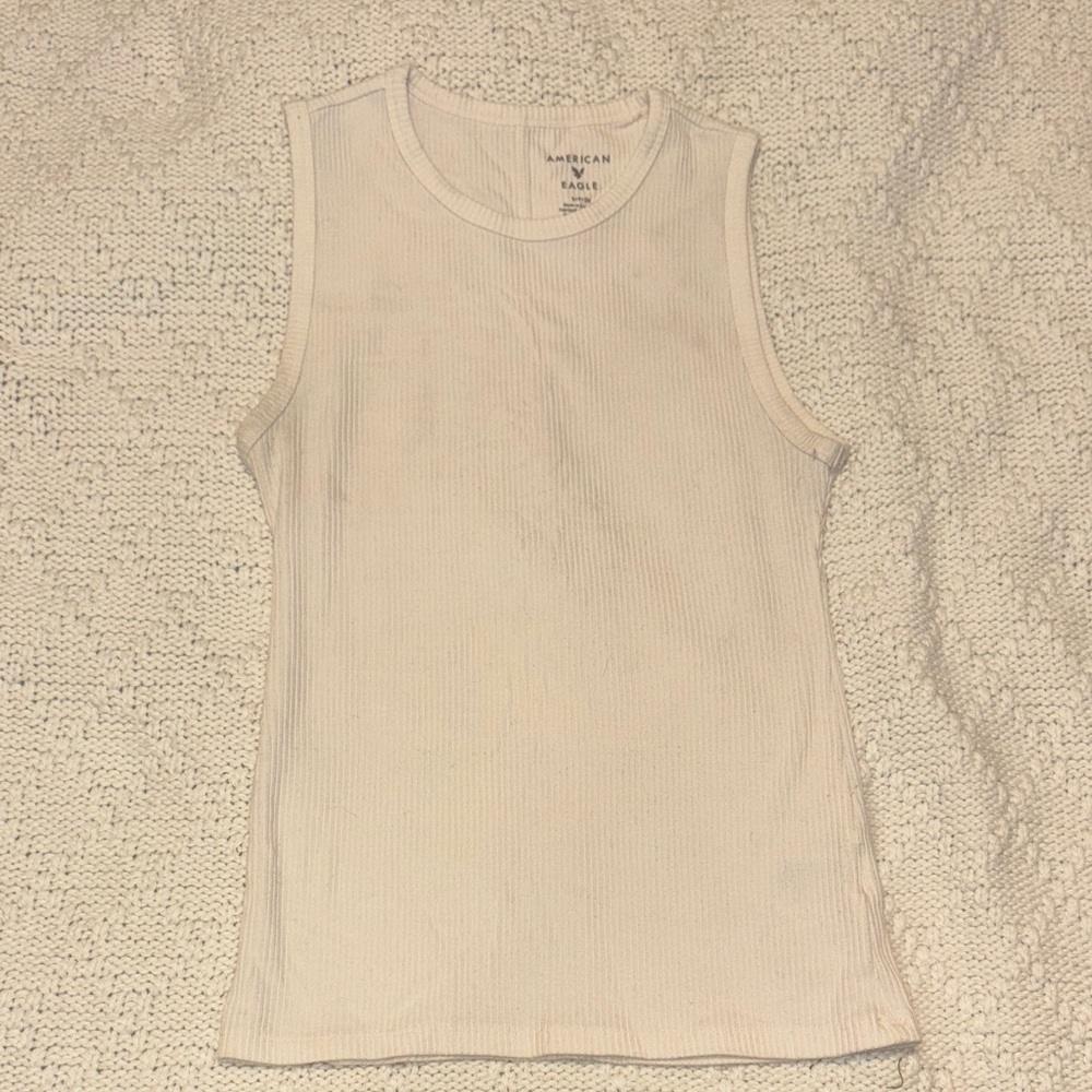 American Eagle Cream Ribbed Tank